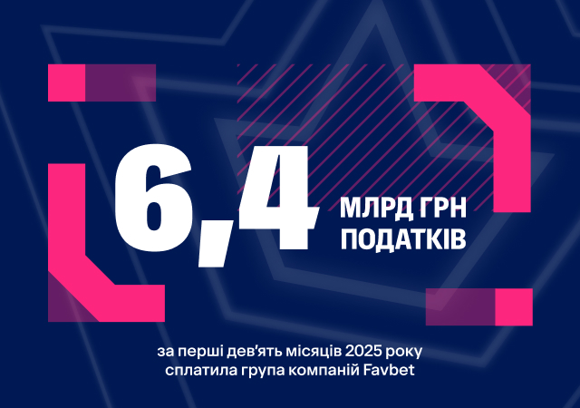 FAVBET сплатила 6,4 млрд грн податків за дев’ять місяців 2025 року