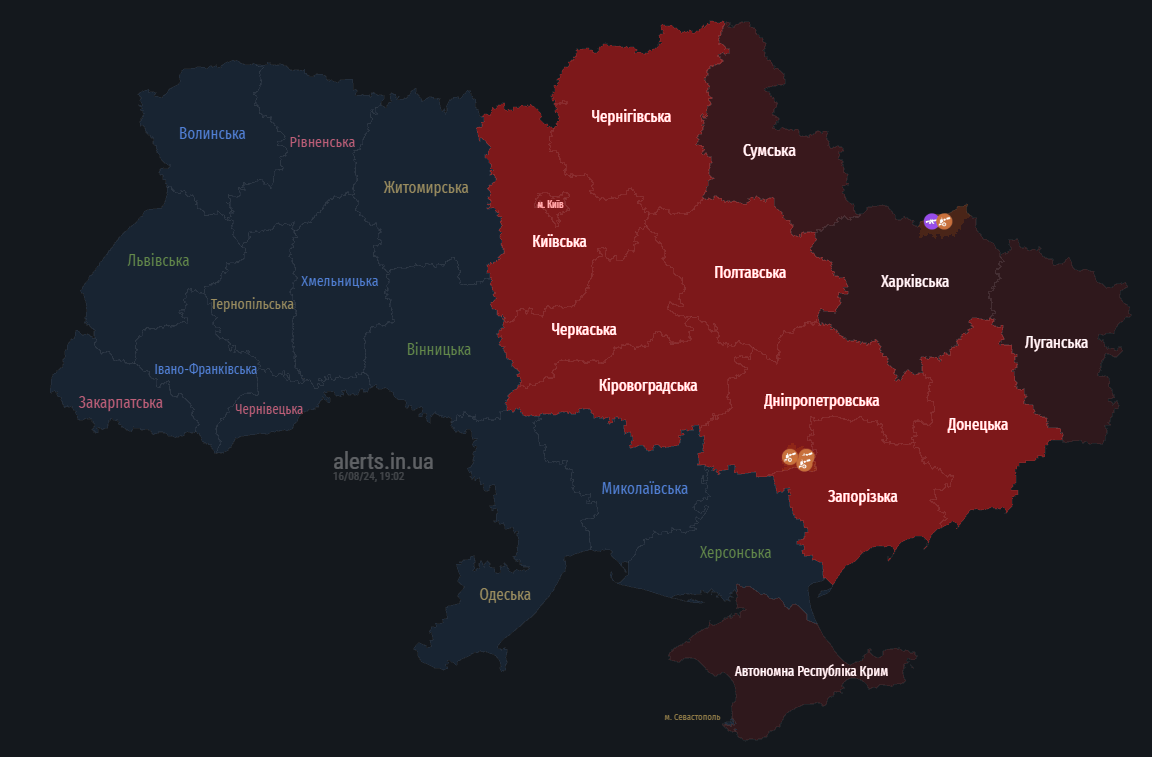 повітряна тривога 16 серпня
