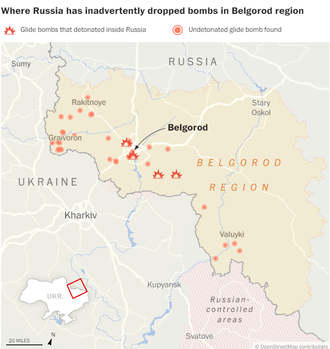На Бєлгородську область РФ за рік впали майже 40 планерних авіабомб 