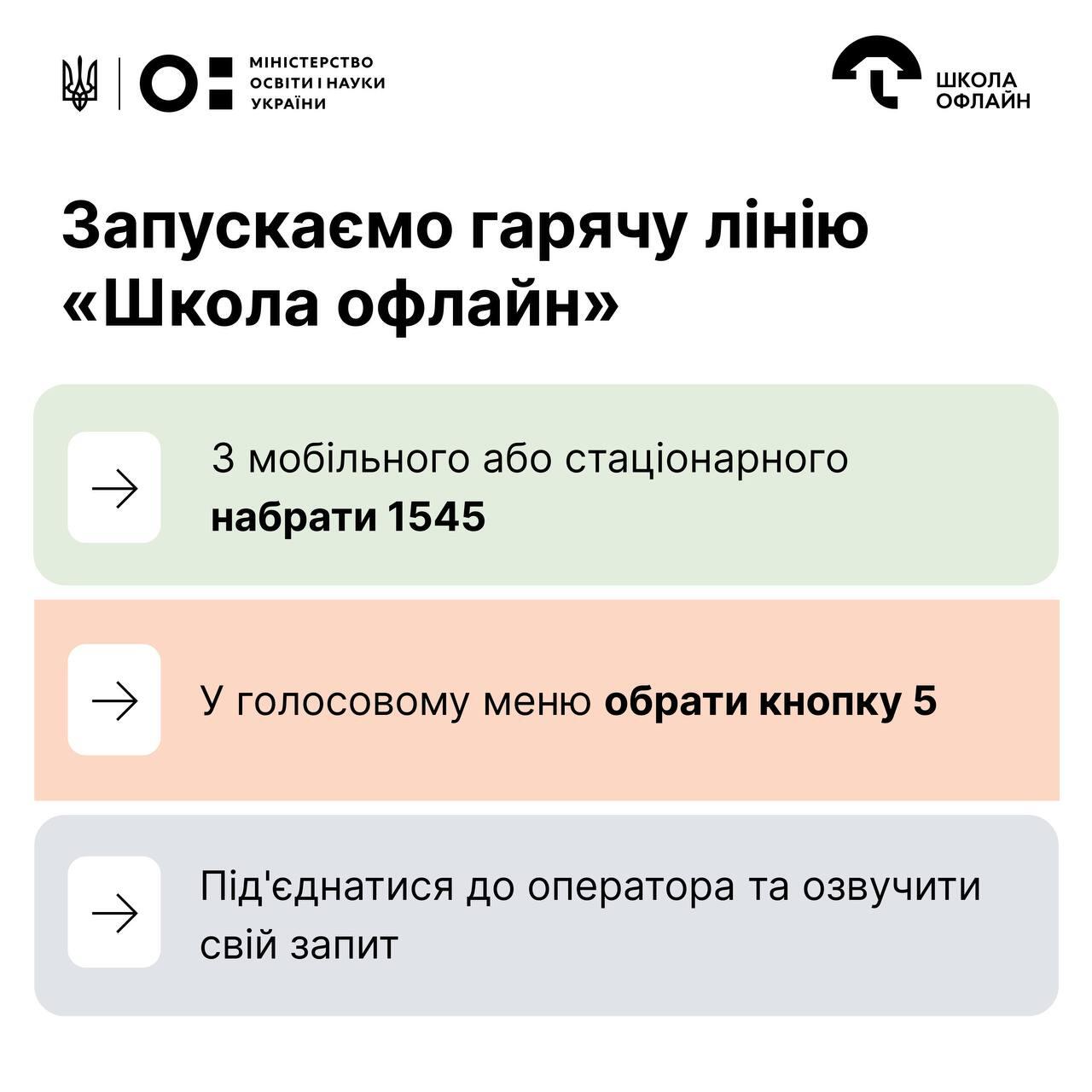 Міносвіти запускає гарячу лінію Школа офлайн