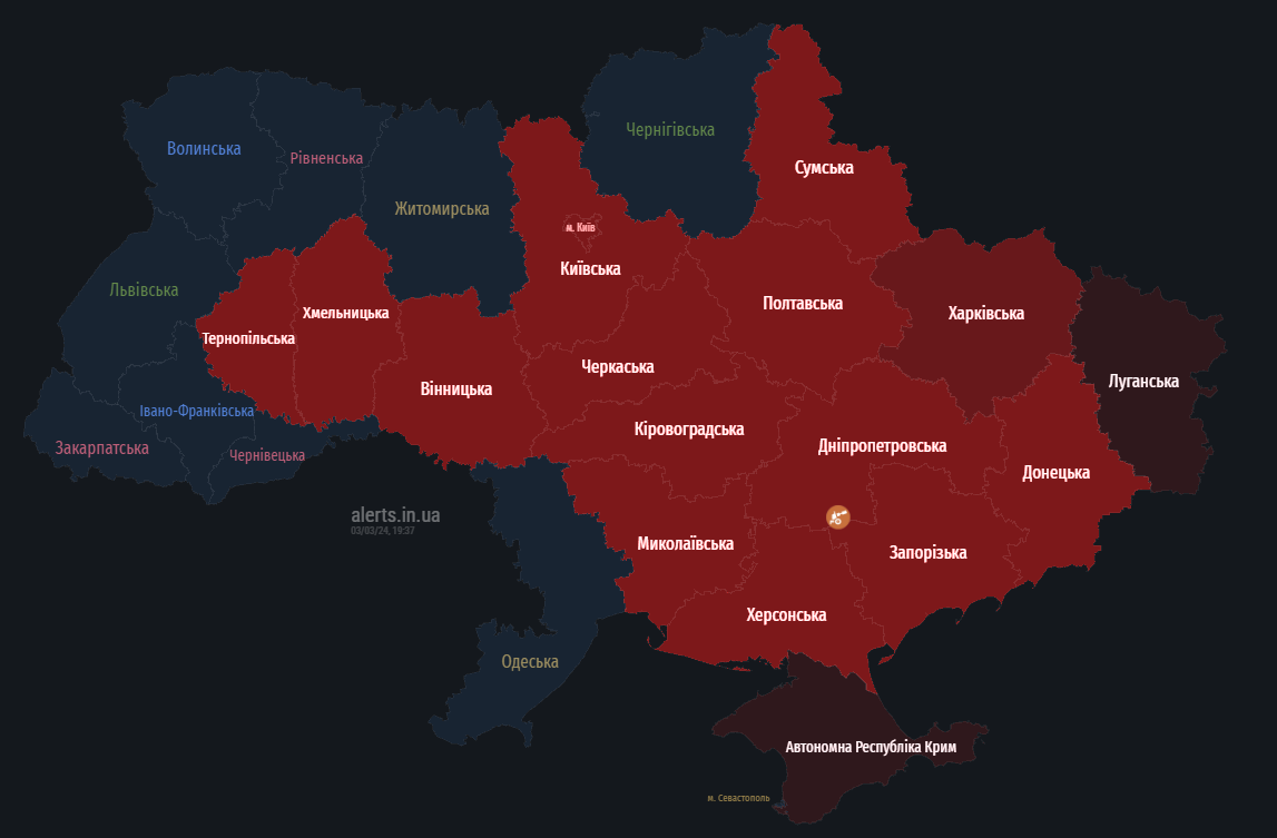 повтіряна тривога в Україні 3 березня