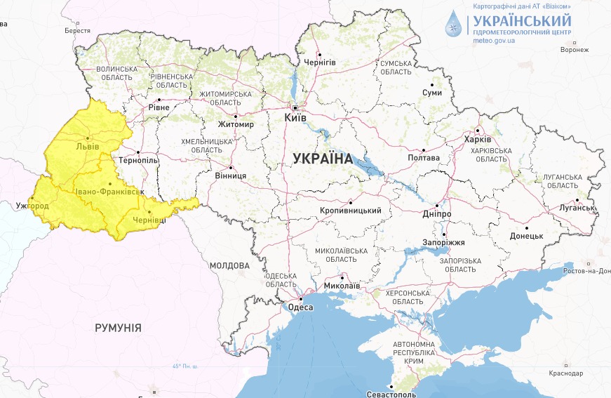 Мапа: Укргідрометцентр