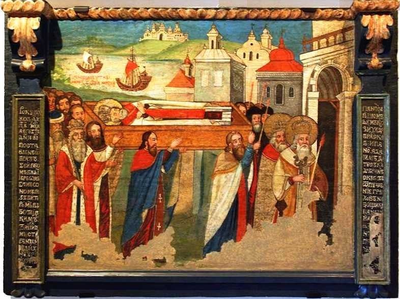 Ікона перенесення мощів святителя Миколая з Мир Лікійських у місто Бар