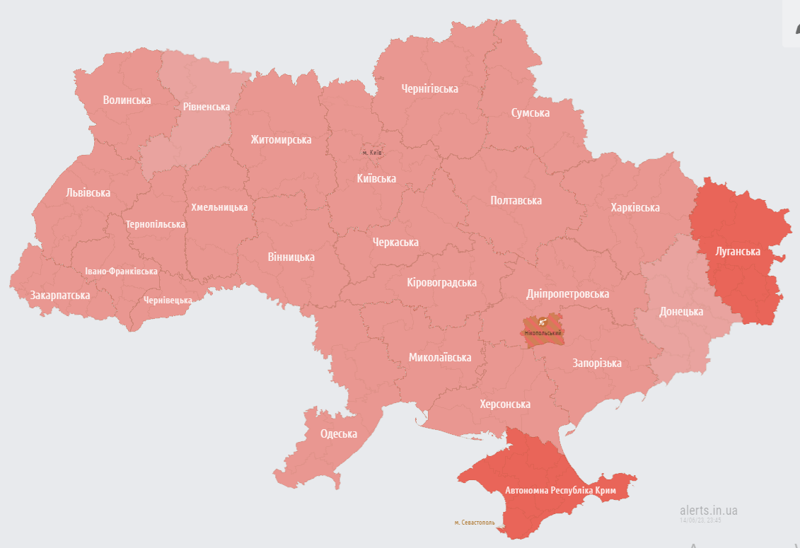 повітряна тривога в Україні 14 червня