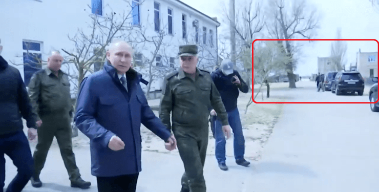 Скріншот з відео візиту Путіна на Херсонщину