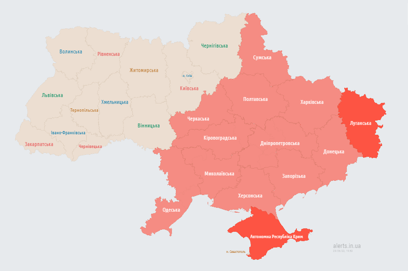 Карта повітряних тривог 29 червня