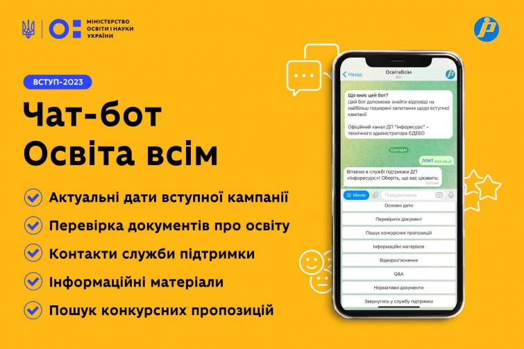 Чат-бот з відповідями щодо вступної кампанії 2023