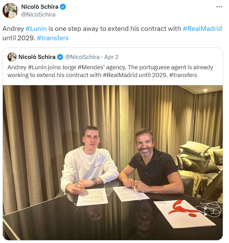 Андрій Лунін близький до підписання контракту з мадридським "Реалом"