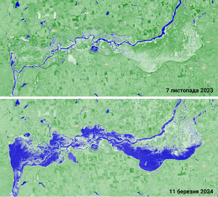 У Каховське водосховище прибуває вода – супутникові знімки