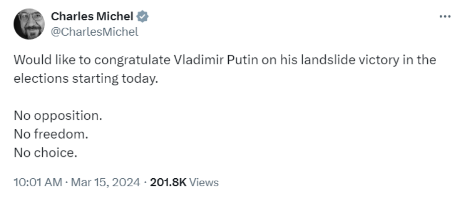Глава Європейської ради заздалегідь привітав Володимира Путіна з перемогою на виборах