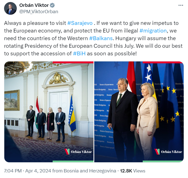 Віктор Орбан обіцяє сприяти вступу Боснії і Герцеговини до Євросоюзу
