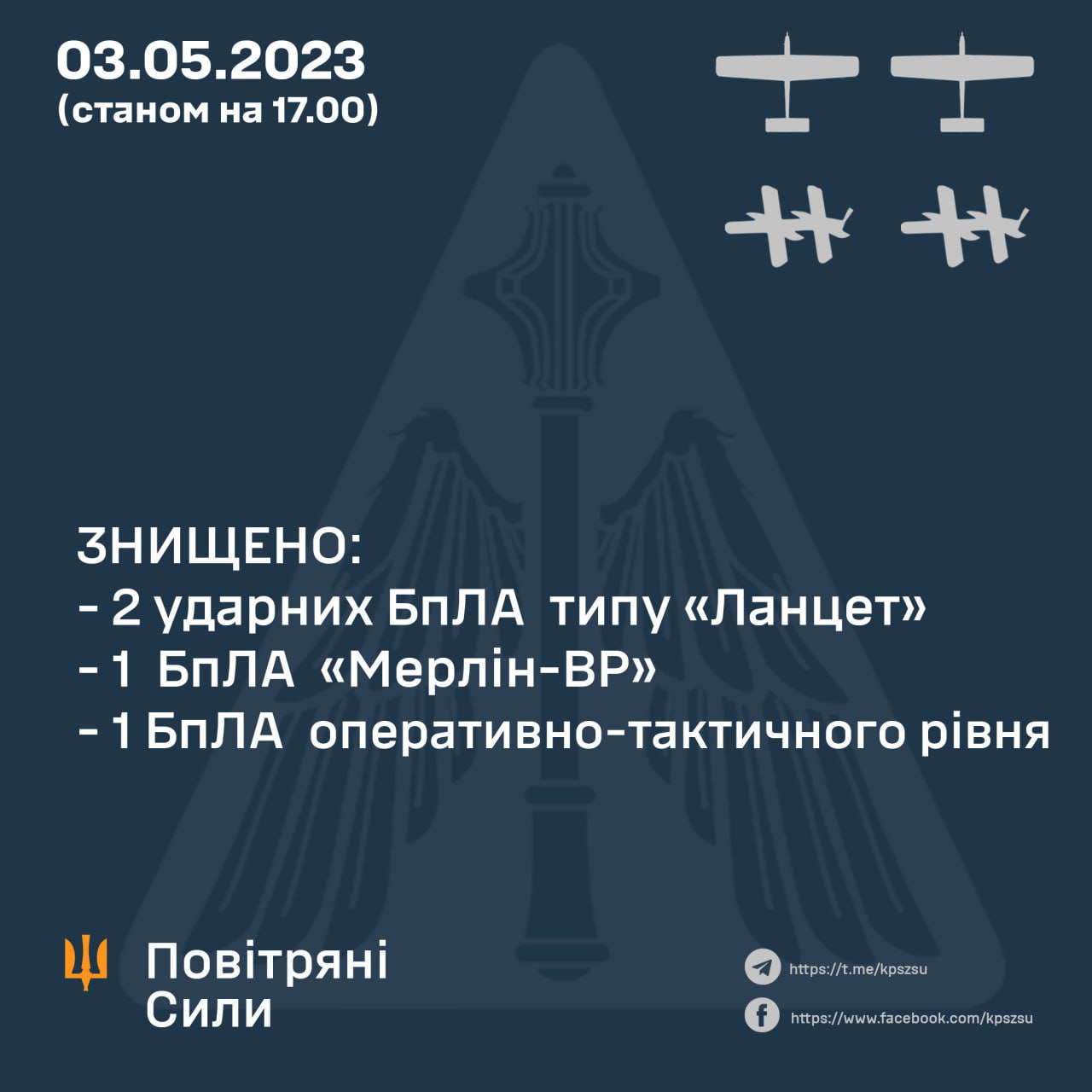 Повітряні сили знищили ворожі безпілотники