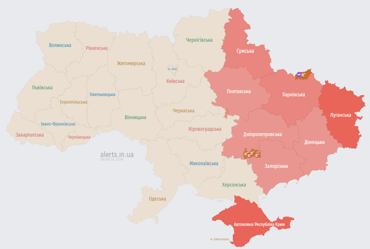 Увечері 4 вересня російські війська запустили на територію України ударні безпілотники.