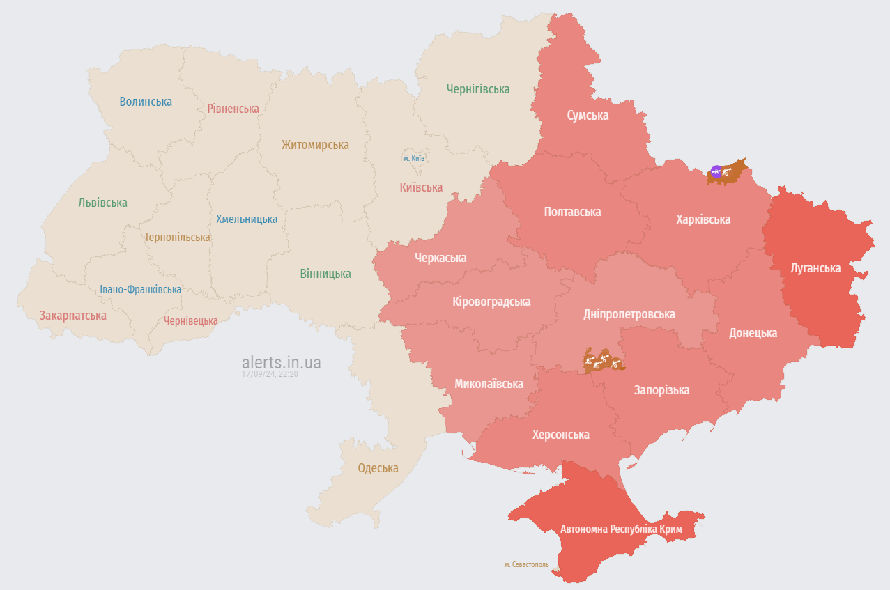 Увечері вівторка, 17 вересня, окупаційні війська запустили ударні безпілотники на територію України