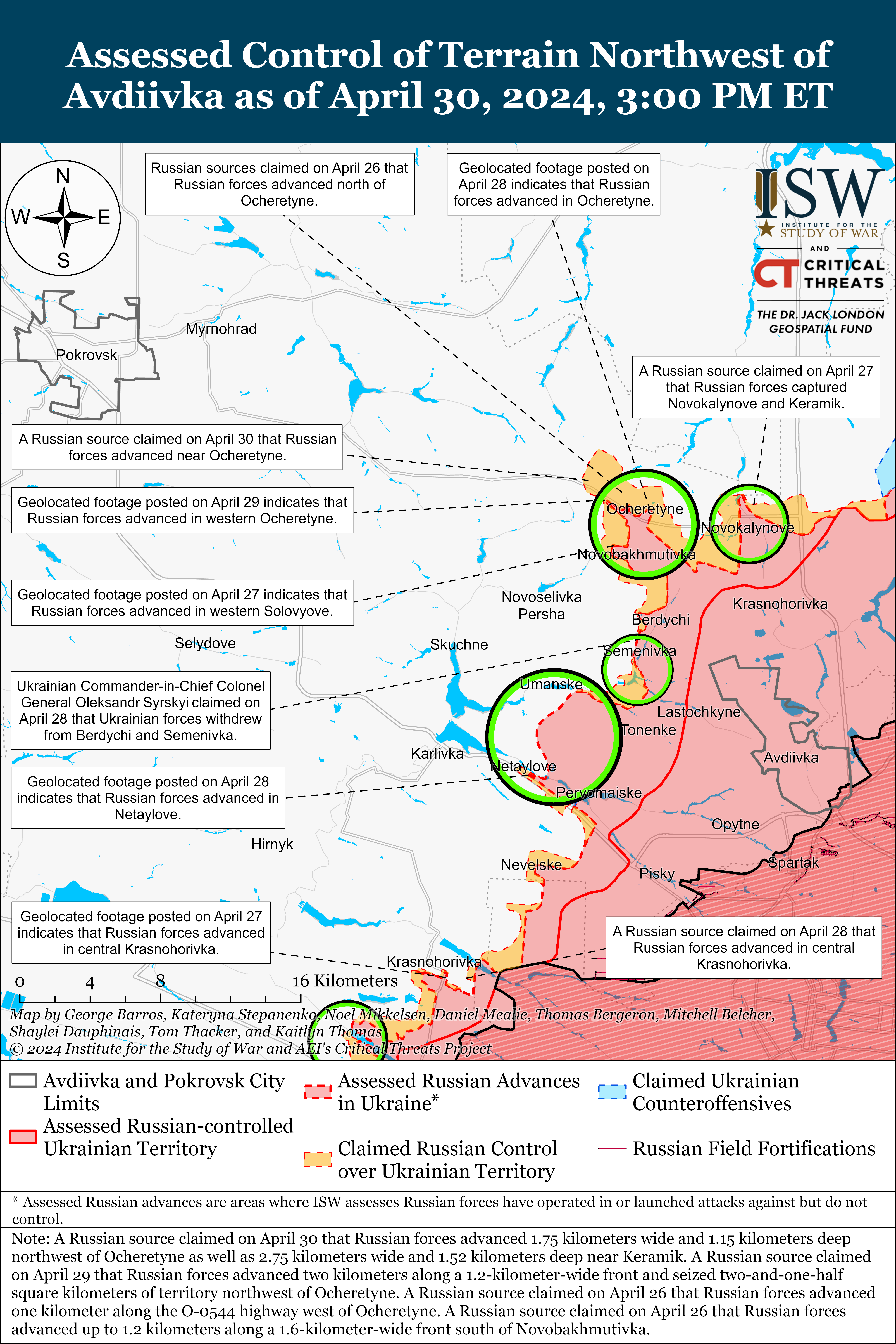 Ситуація поблизу Авдіївки від ISW станом на 30 квітня