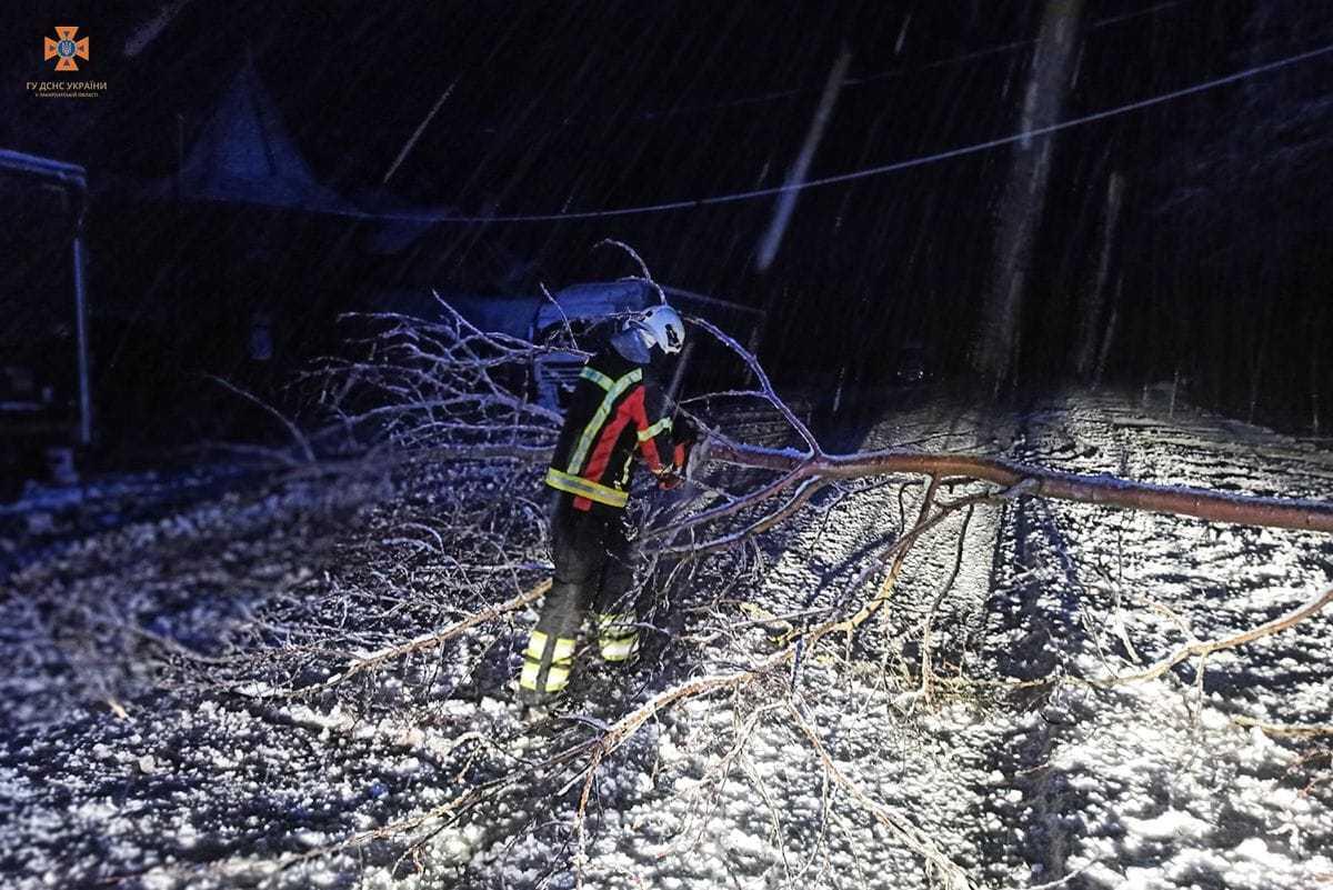 Повалені дерева та відбуксовані вантажівки: у ДСНС показали жахливі наслідки негоди на Львівщині й Закарпатті (фото)